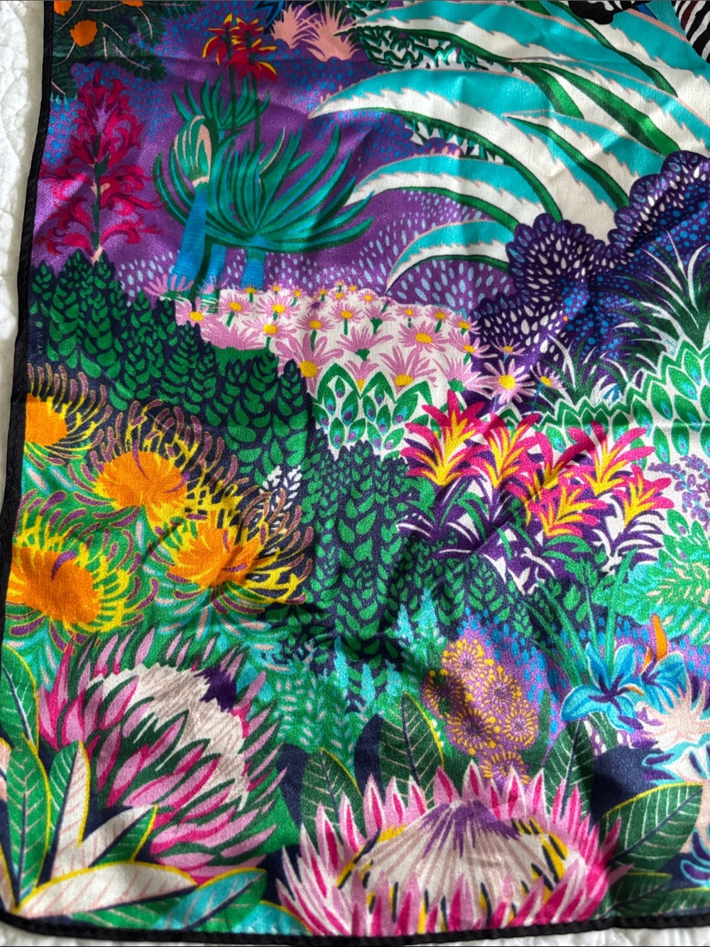 Vibrant Zebra Jungle Silk Scarf - Multicolor Unbranded - Picture 5 of 10